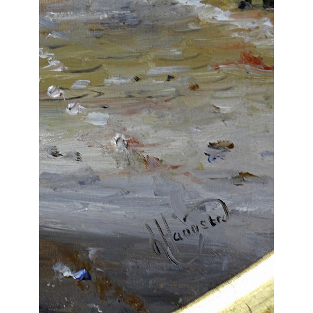 John Haanstra, Large Urban Scene, Oil Painting on Wood, 1970s, Framed For Sale - Image 11 of 16