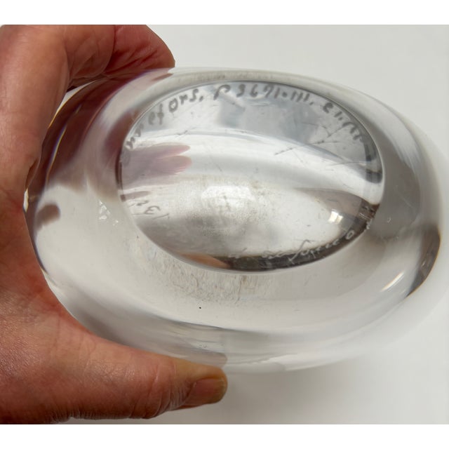 Mid-Century Modern Vintage Orrefors-Engraved Glass Vase, Sailboat For Sale - Image 3 of 3