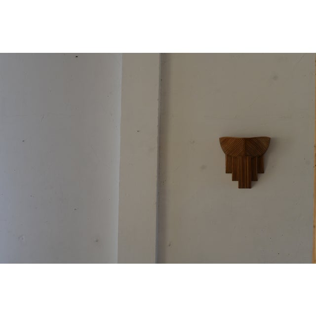 Handcrafted 'Barbara' Half-Dome Rattan Pencil Reed Wall Sconce Bent Rattan Art Deco Wall Light For Sale - Image 12 of 12