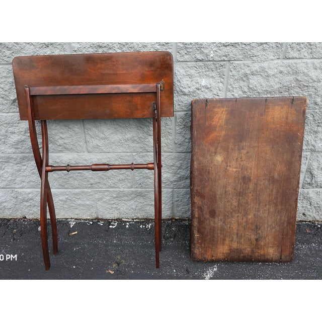 19th Century Mahogany Faux Bamboo Butler Tray Table For Sale - Image 4 of 9