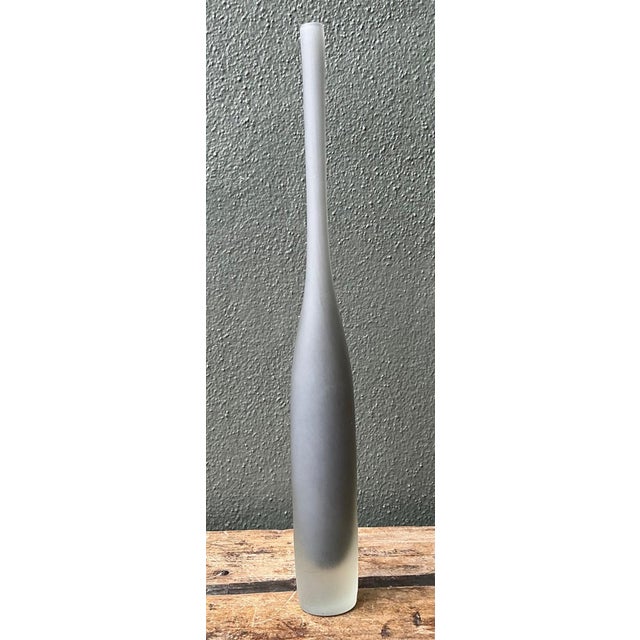 Late 20th Century Vintage Tall Frosted Glass Vase For Sale - Image 5 of 14