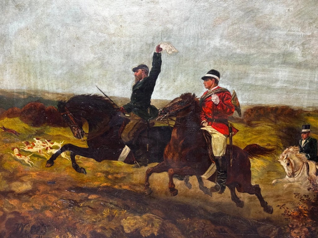 Mid 19th Century Large Victorian French Parisian Huntsman Oil