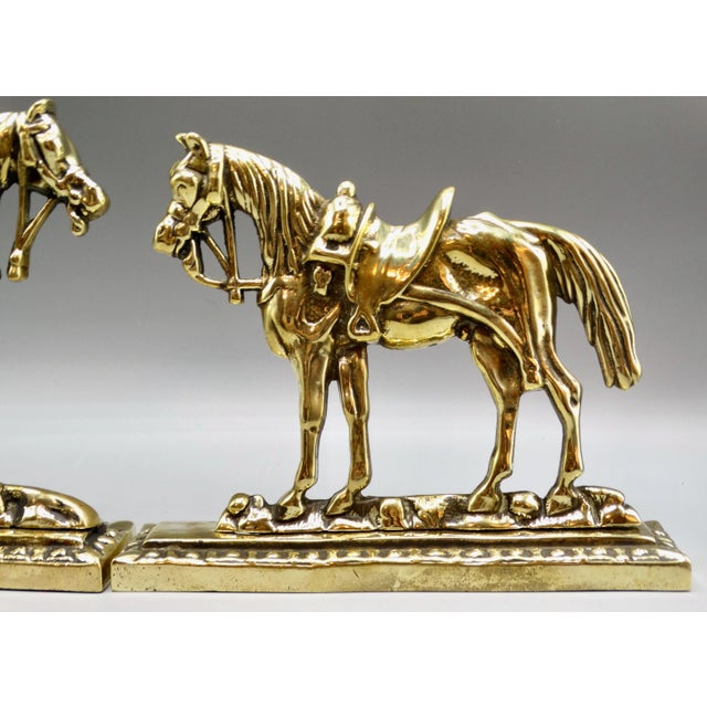 English Circa 1890 English Gilt Brass Horses Mantel Decorations For Sale - Image 3 of 9