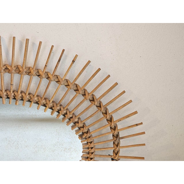 Vintage Oval Rattan Wall Mirror, 1970s For Sale - Image 4 of 11