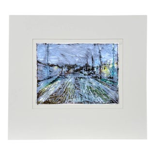 Abstract Expressionist Rue De Paris Oil on Paper - Transfer Monotype by Heather Speck For Sale