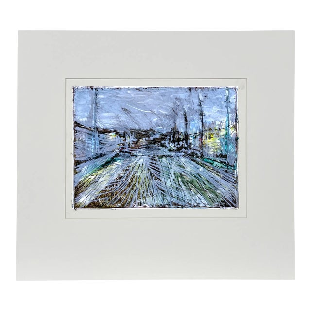 Abstract Expressionist Rue De Paris Oil on Paper - Transfer Monotype by Heather Speck For Sale