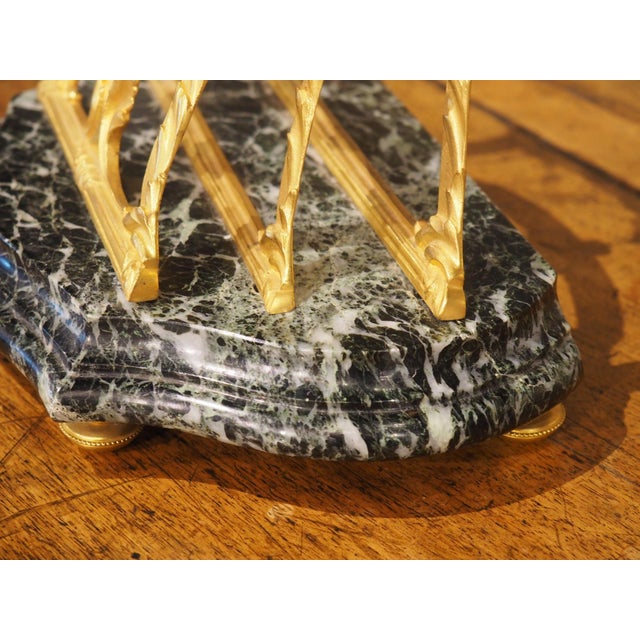 Dark Green A Small French Louis XV Style Carved Marble and Gilt Bronze Letter Carrier, 20th C. For Sale - Image 8 of 18