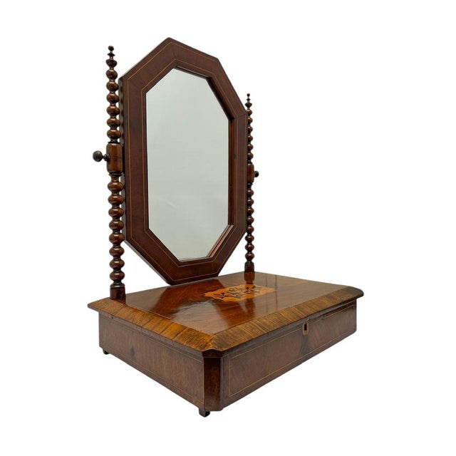 Antique Walnut Vanity Mirror or Dressing Table Mirror, 1900s For Sale - Image 9 of 9
