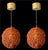 Vintage Orange Glass Beaded Large Round Orb Globe Chandelier Pendent Light Fixtures- A Pair For Sale - Image 12 of 13