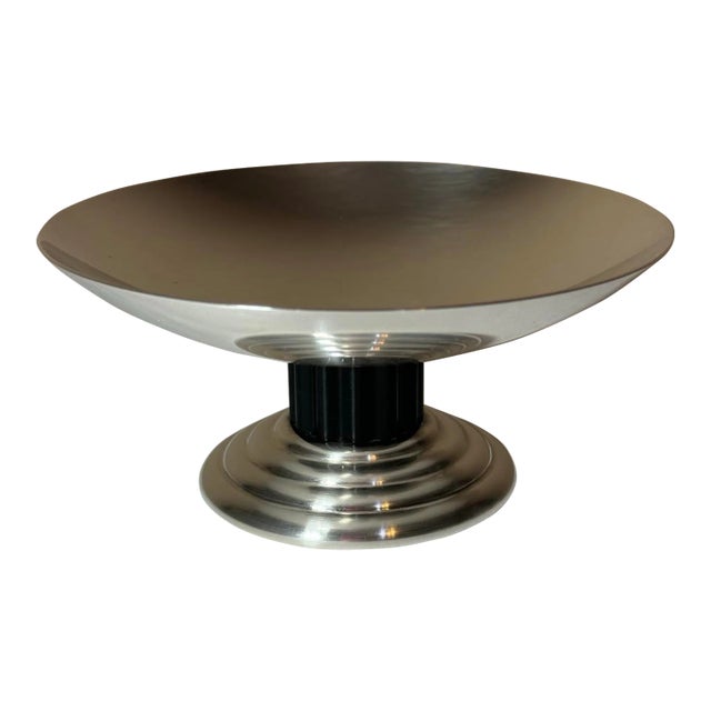 1930s Jean Puiforcat France Art Deco Silverplate Pedestal Bowl Dish For Sale
