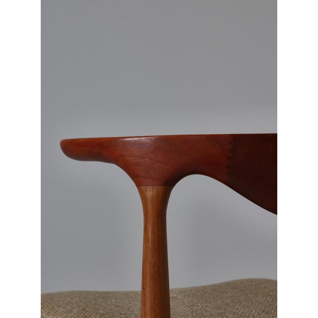 Set of Modern Danish Cowhorn Armchairs attributed to Knud Færch in Teakwood & Oak, 1960s For Sale - Image 14 of 18