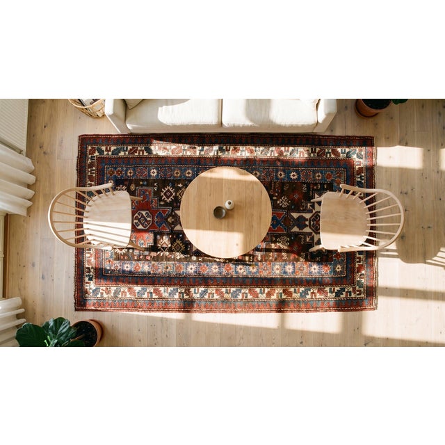 Brown 1890s Brown Geometric Antique Caucasian Rug 4'0"x 8'0" Handknotted Wool Carpet For Sale - Image 8 of 8