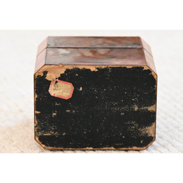 Late 19th Century Antique English Burlwood Inlaid Octagonal Tea Caddy Box For Sale - Image 5 of 5