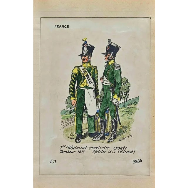 Regiment Provisoire Croate is an original drawing in ink and watercolor realized by by Herbert Knotel in 1930/40s. Good...