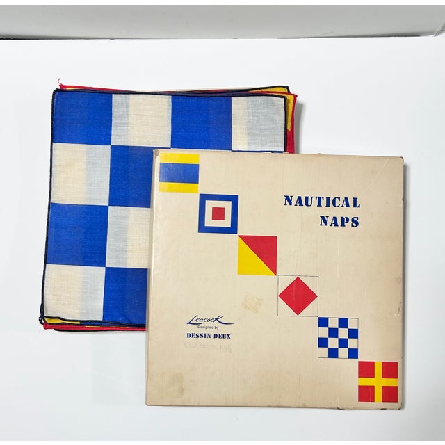 Textile Vintage Leacock Nautical Naps Signal Flag Cocktail Napkins by Dessin Deux, Set of 11 For Sale - Image 7 of 11