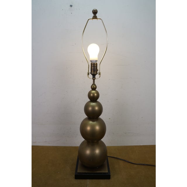 Late 20th Century Visual Comfort Stacked Brass Ball Orb Sphere Table Lamp 35" For Sale - Image 12 of 13