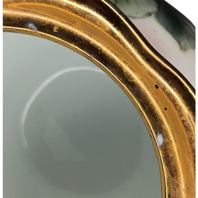 VTG Floral Handpainted Porcelain Jardiniere Rose Bowl Vase Gold Three Footed 5" For Sale - Image 10 of 17