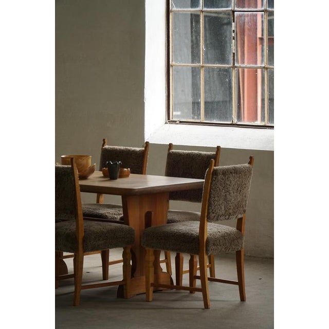 1950s Vintage Danish Dining Chairs in Oak and Lambswool by Henning Kjærnulf, 1950s, Set of 6 For Sale - Image 5 of 18