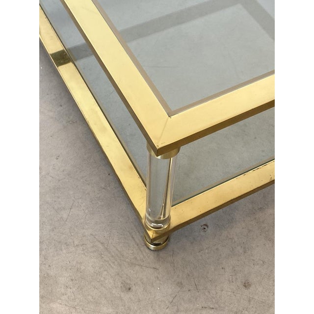 Plastic Brass and Acrylic Glass Coffee Table, 1970s For Sale - Image 7 of 9