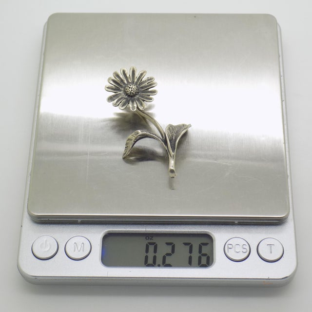 Vintage Italian Handmade Genuine Silver Daisy Flower Dollhouse Figurine, 1970s For Sale - Image 11 of 13