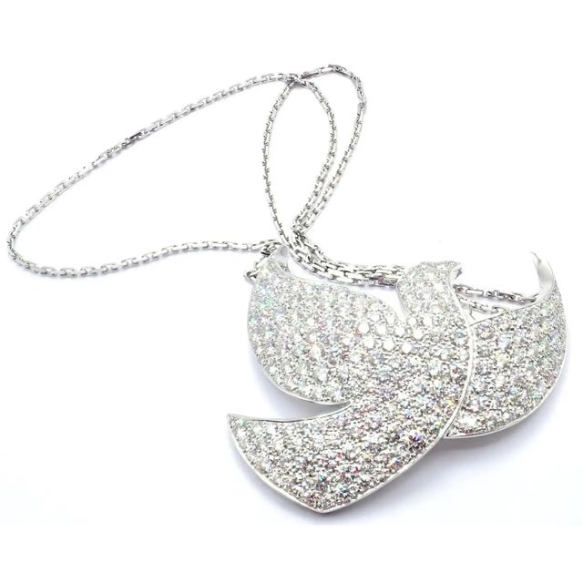 Cartier 1990s Cartier Colombe De La Paix Dove of Peace Diamond White Gold Pendant Necklace For Sale - Image 4 of 16