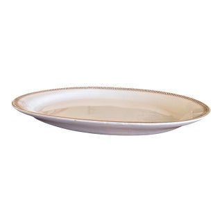 1910s Homer Laughlin Empress Large Oval Serving Platter With Black Diamonds and Gold Trim For Sale