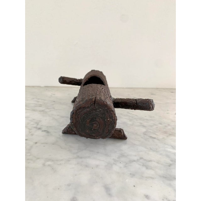 Mid-Century Cast Iron Faux Bois Log Planter For Sale - Image 10 of 14
