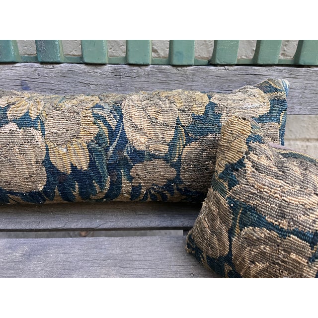 A Pair of 18th Century Pillow With Tapestry and Flower Design For Sale - Image 4 of 7