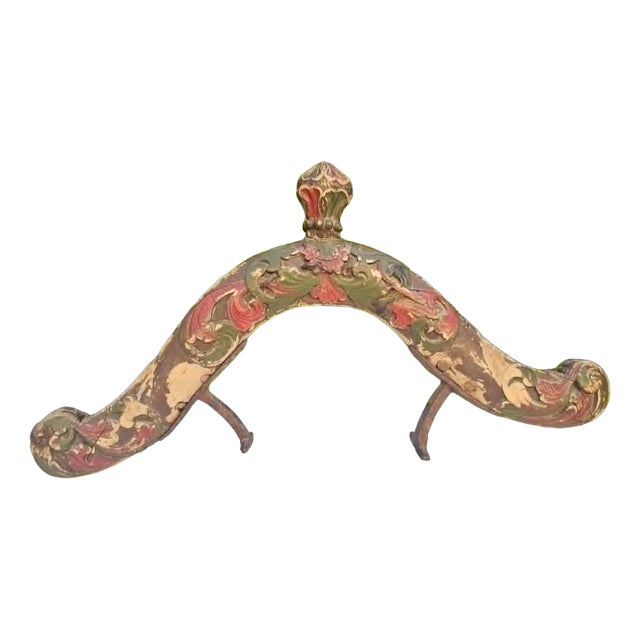 19th-Century Carved and Painted Wooden Horse Collar For Sale