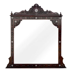 Moroccan Style Hand Carved With Mother of Pearl Inlaid Mirror