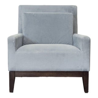 West Elm Gray Lounge Chair With Dark Wood Legs For Sale