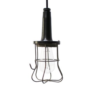 Industrial Black Bakelite and Metal Pendant Lamp, 1950s For Sale