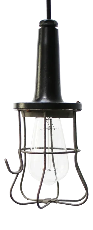 Industrial Black Bakelite and Metal Pendant Lamp, 1950s