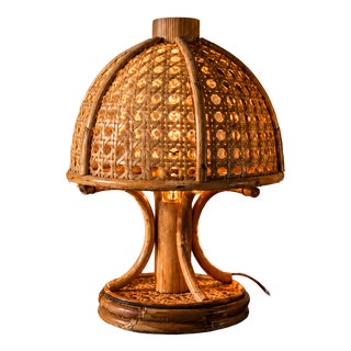 Vintage Sculptural Bamboo Table Lamp by Louis Sognot, France, 1960s For Sale