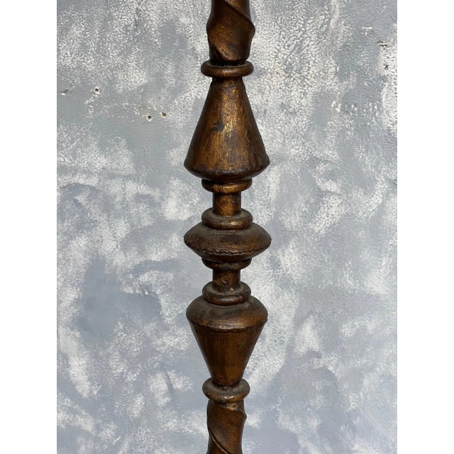 Spanish Gilt Iron Floor Lamp on a Tripod Base For Sale - Image 11 of 13