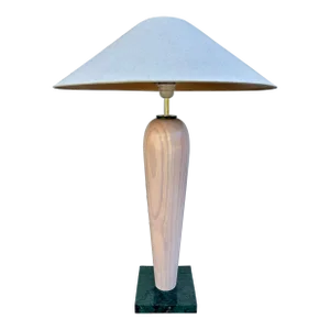 Postmodern Wood Lamp With Green Marble Base