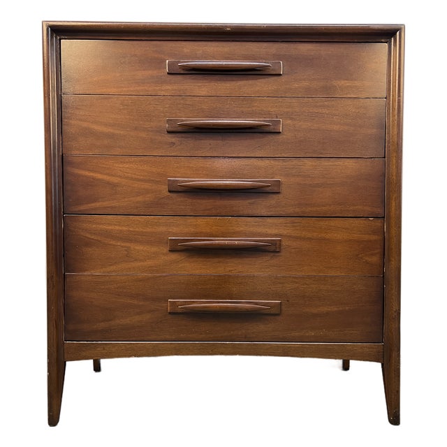 Broyhill "Emphasis" Mid-Century Walnut Highboy Dresser For Sale