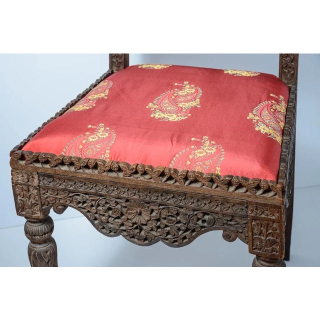 Anglo-Indian Rosewood Chair With Silk Paisley Upholstery For Sale In West Palm - Image 6 of 12