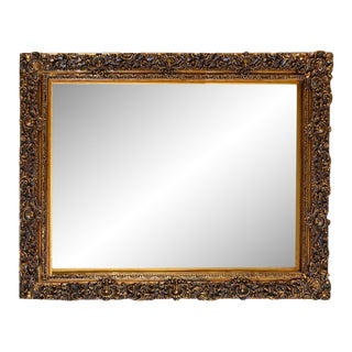 Large Ornate Baroque Gold & Bronze Wall Mirror – 60” Wide For Sale