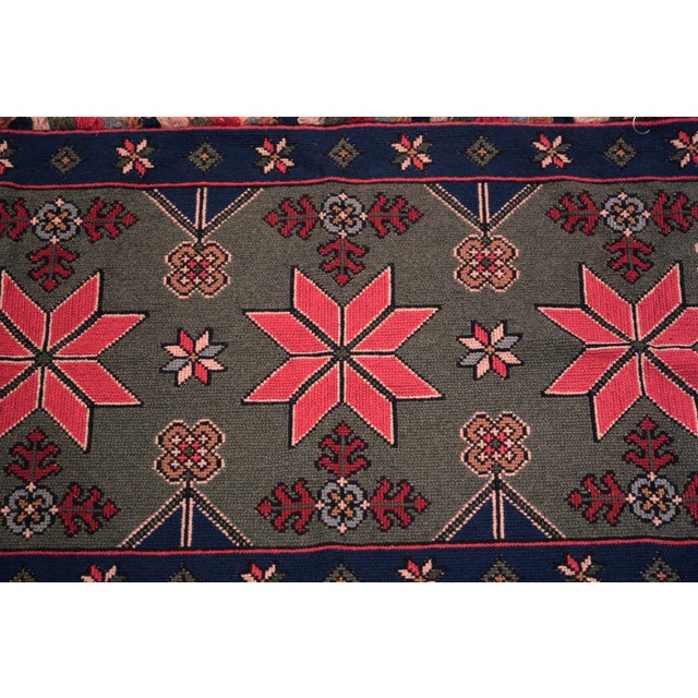 Textile Nazmiyal Collection Antique Scandinavian Folk Needlepoint 3 Ft 3 in X 1 Ft 7 In For Sale - Image 7 of 8