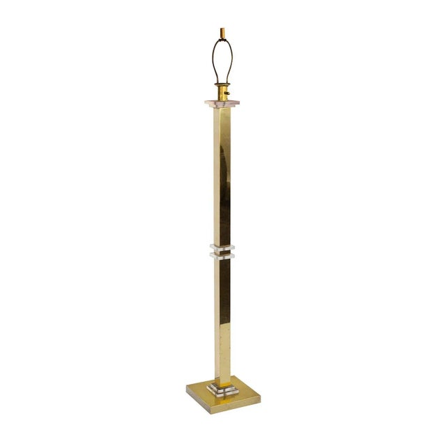 Geometric Brass and Lucite Floor Lamp For Sale - Image 10 of 10