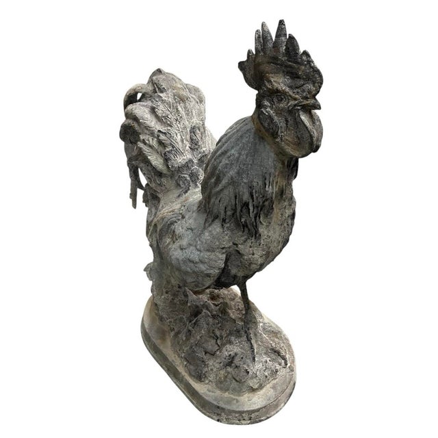 2000 - 2009 Pair of Mid-20th Century Vintage Cast Iron Rooster Garden Statues For Sale - Image 5 of 12