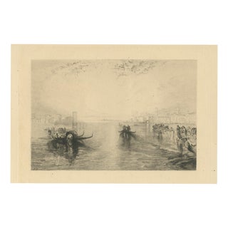 A. Brunet-Debaines, Gondolas on the Venetian Lagoon, 1880, Etching For Sale