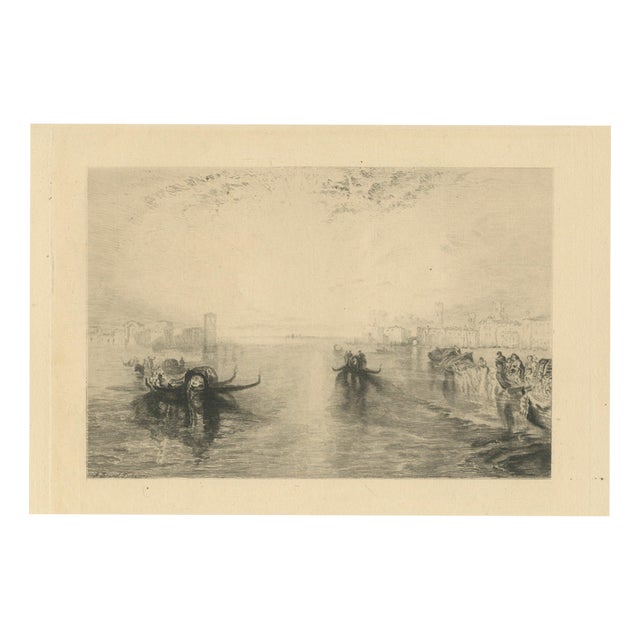 A. Brunet-Debaines, Gondolas on the Venetian Lagoon, 1880, Etching For Sale