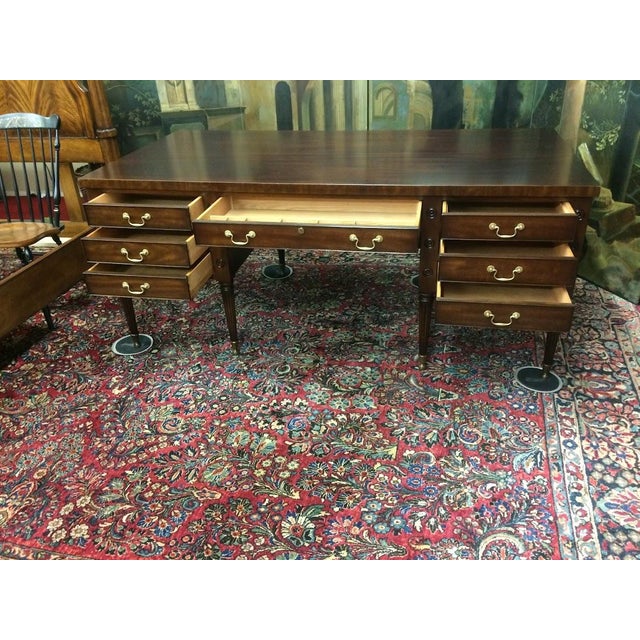 Brown Vintage Executive Desk, Kittinger Furniture, George Washington Style Desk For Sale - Image 8 of 15