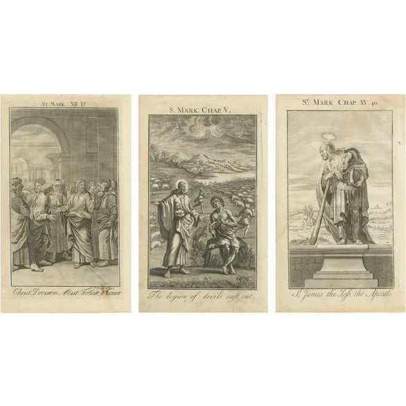 J. Drapentier, Gospel Scenes and Apostles from St. Marks, 1735, Paper, Set of 3 For Sale - Image 10 of 10