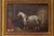 Vintage Oil Painting of White Horse in Gilded Frame, 20th Century. Stunning oil on board painting of a saddled white or...