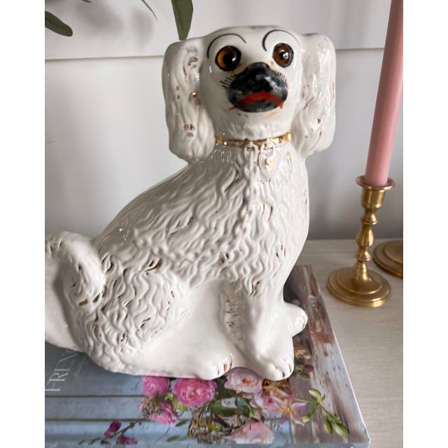 English Antique Staffordshire Spaniel Figurine For Sale - Image 3 of 11