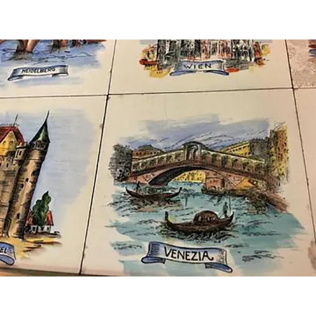 Late 20th Century Mid-century Italian Modernist European Cities Tile Bar Cart For Sale - Image 5 of 8