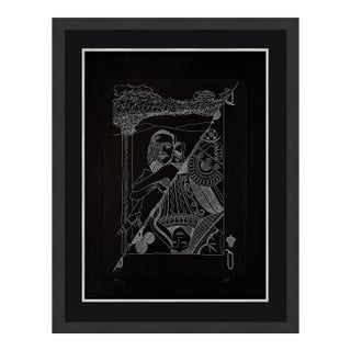 Man Ray, La Dame De Trefle (Queen of Clubs), Hand Signed Etching and Pochoir, Framed, 1970 For Sale